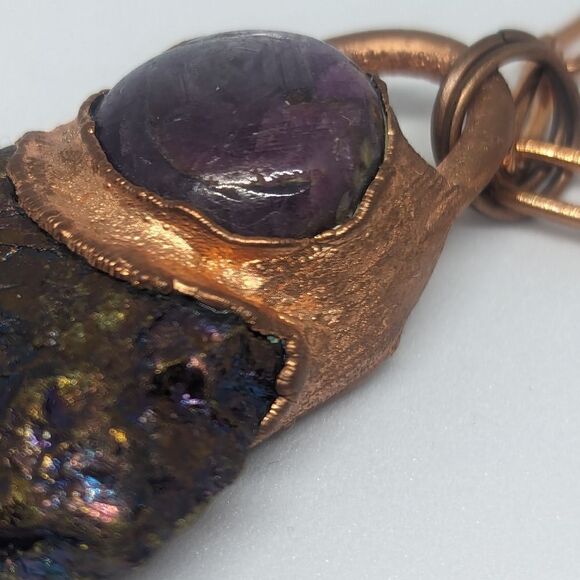 'Ameliana' Unakite Rune, Bornite & Ruby Necklace - Picture 6 of 9
